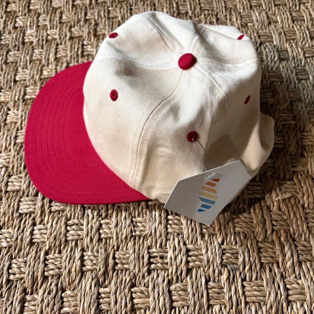 NWT Snag beige & red color block snapback baseball cap - Picture 4 of 8
